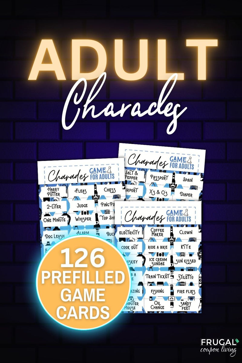 162 Charades Words for Adults - Printable Charades Game – Frugal Coupon Living for Free Printable Charades Cards For Adults Pdf