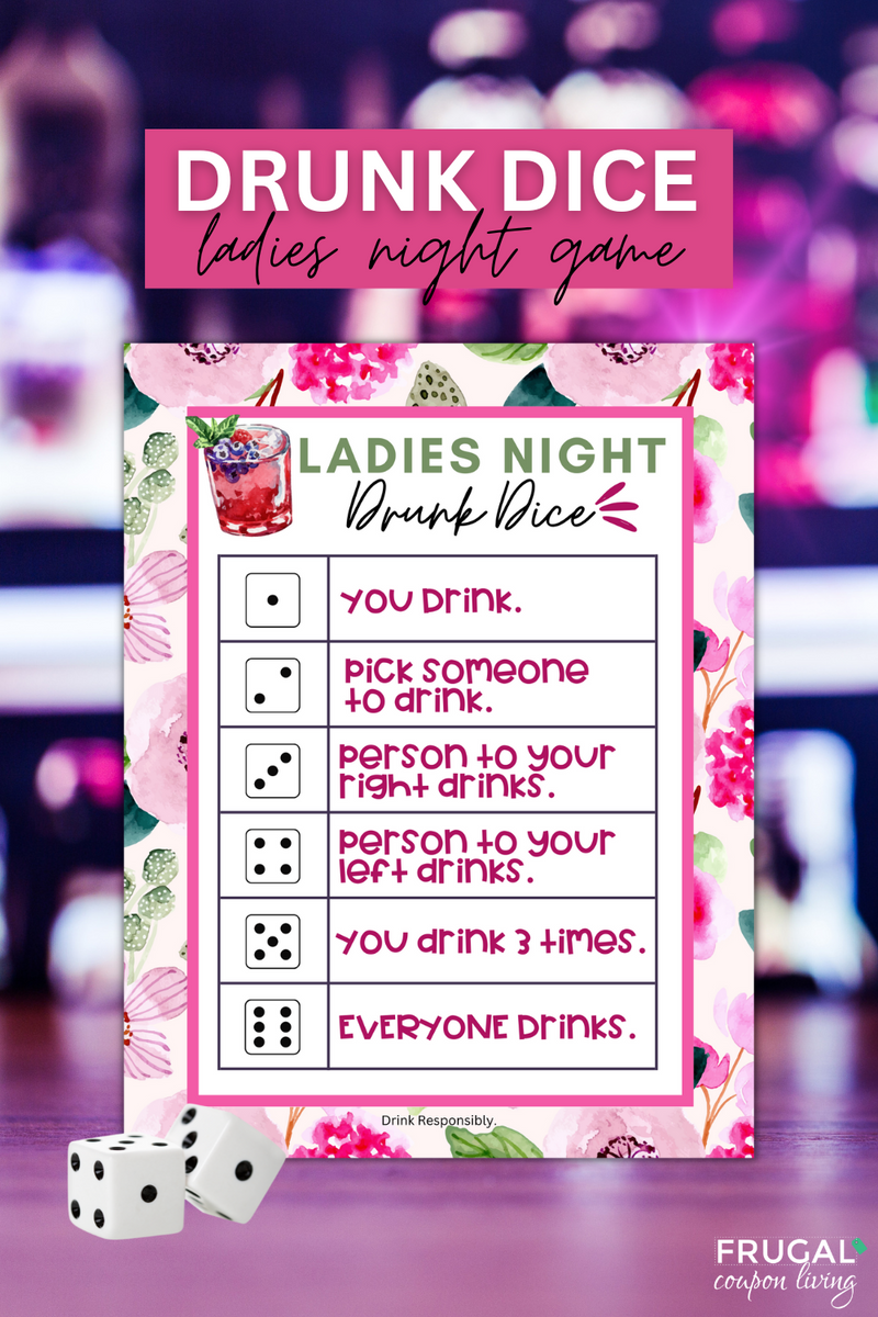 Ladies Night Drinking Game - Drunk Dice Left Right Game – Frugal Coupon  Living