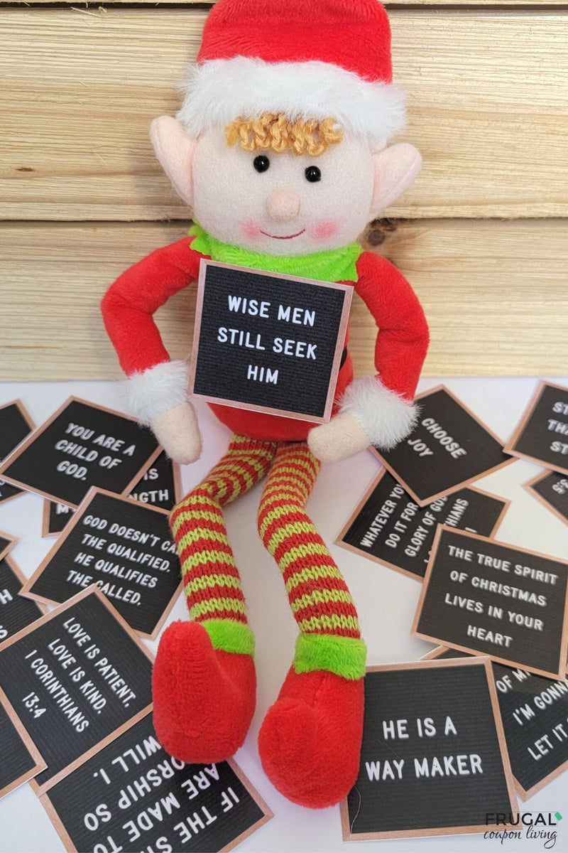 Christian Inspired Elf with Printable Bible Letter Boards Frugal