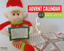 Load image into Gallery viewer, Elf Advent Calendar Bible Verses for Kids (24-days)