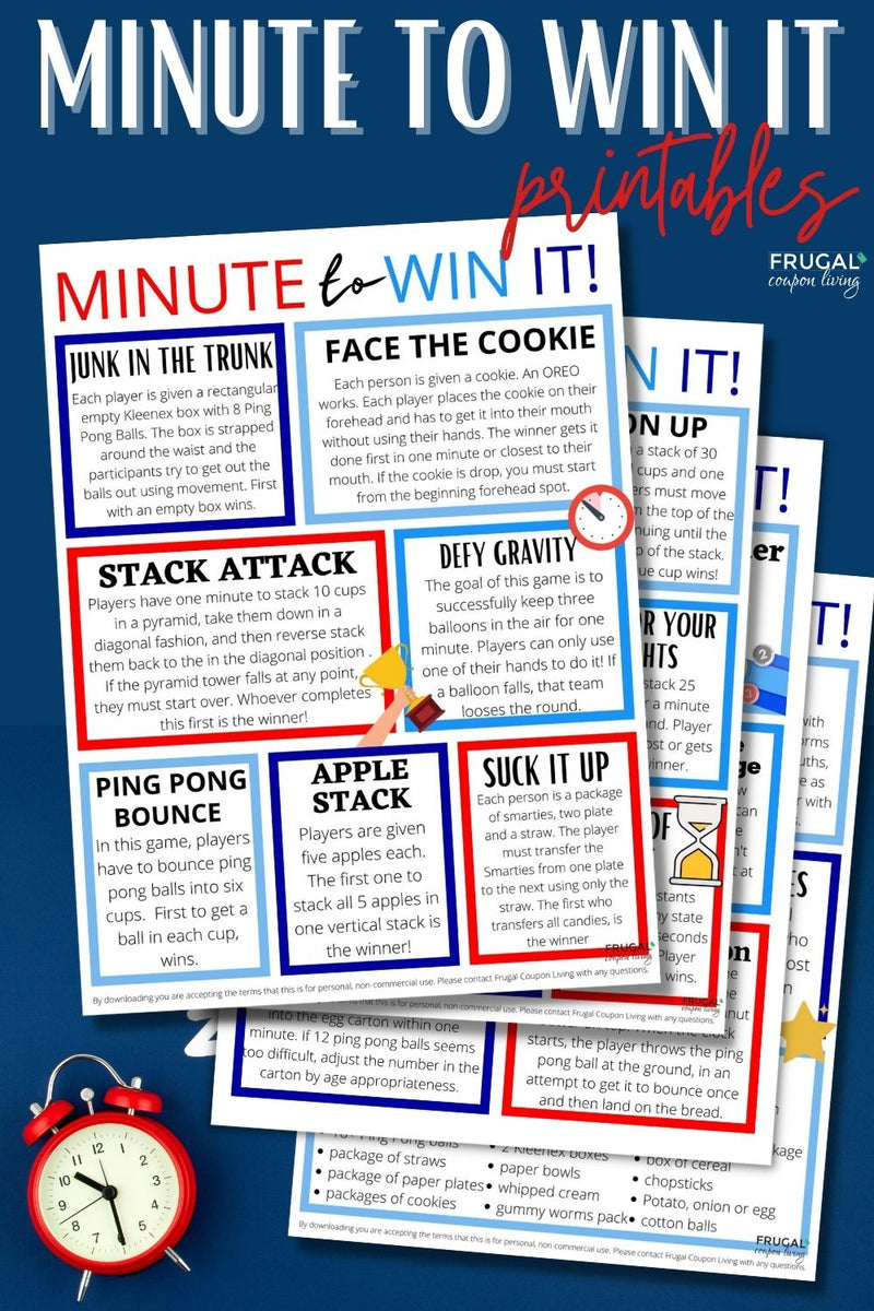 The Best Minute to Win It Games Printable PDF - Quick &amp; Easy to Print ...
