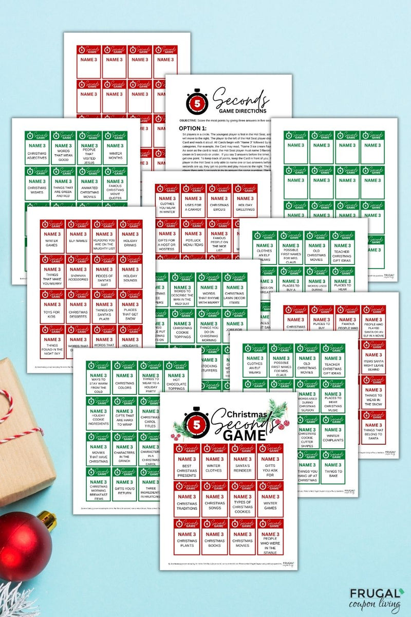 How to Play 5 Second Games for Christmas – Frugal Coupon Living for Christmas Taboo Game Free Printable