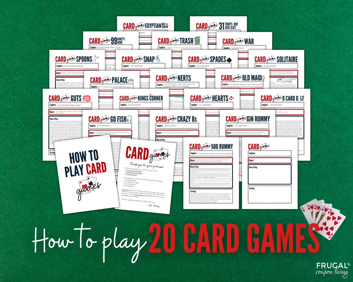 20 Playing Card Games Printable