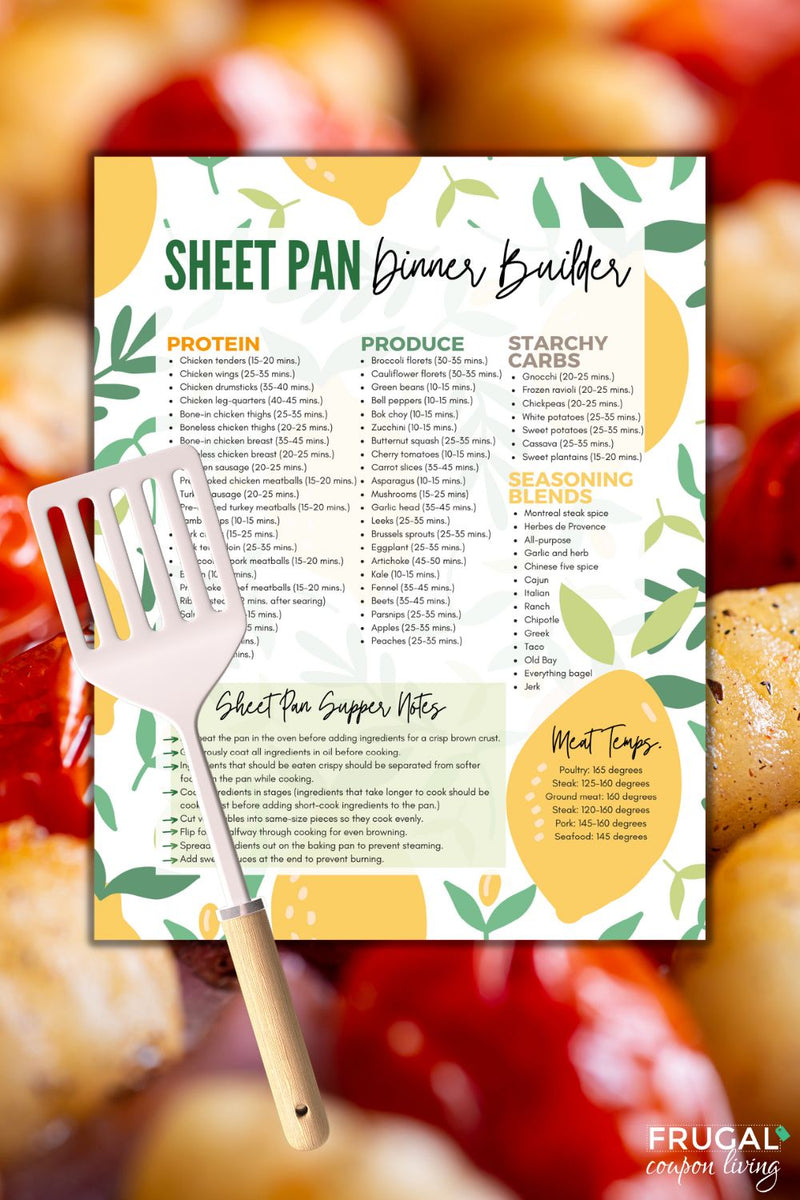 Family Friendly Dinners with Sheet Pan Supper Printable Cheat Sheet ...