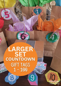 Birthday Countdown Gift Tags 1- 100