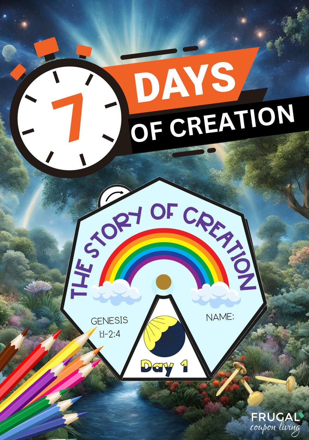7-Day Creation Printable Coloring Wheel
