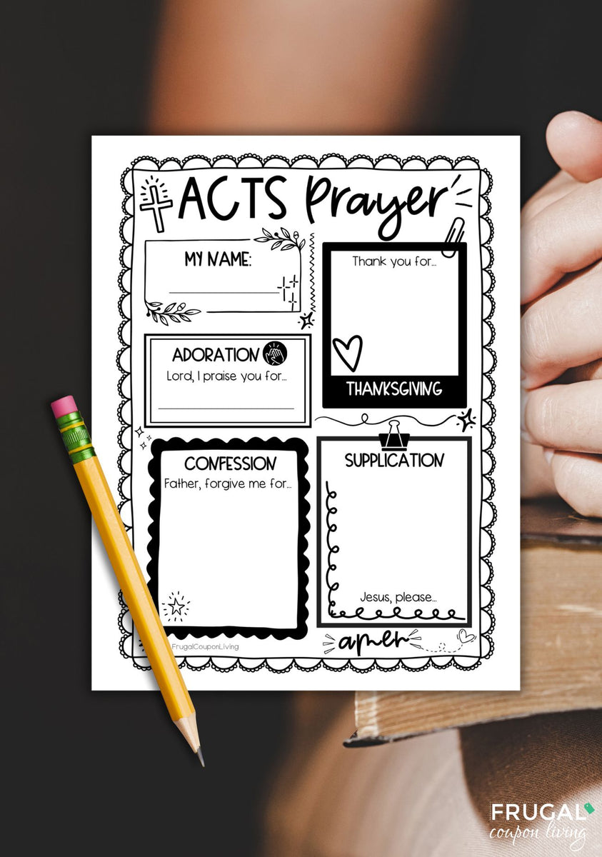 Pray A.C.T.S. with the ACTS Model Prayer Worksheet for Kids Frugal
