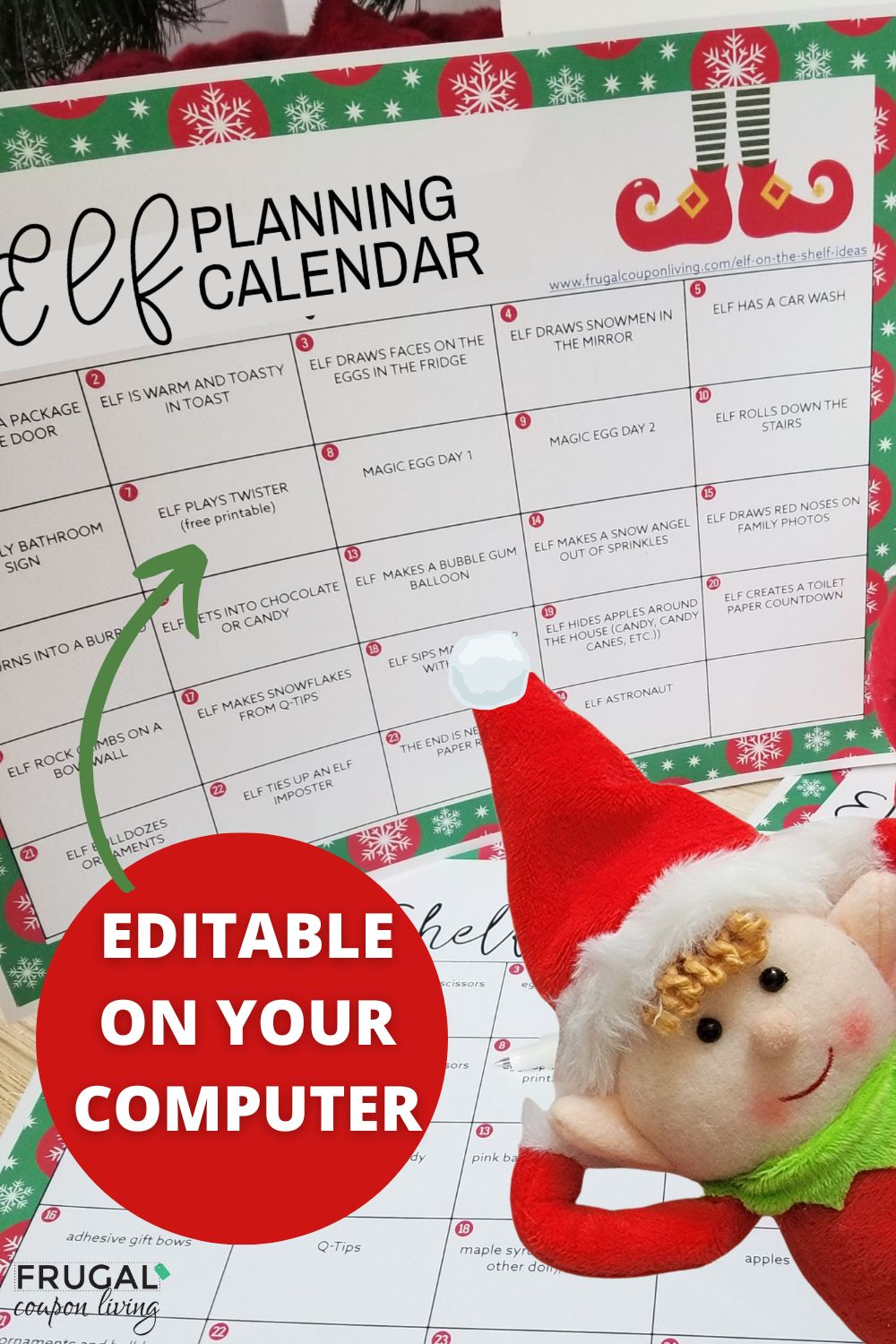 Editable Elf Planning Calendar