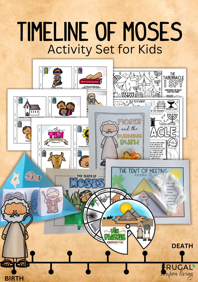 Moses Bible Crafts Set - 7 Super Cute Printable Activities for Kids ...