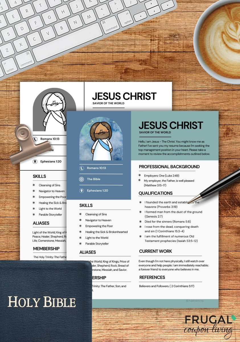 Resume of Jesus Christ & Spiritual Resume for Kids Activity Set ...