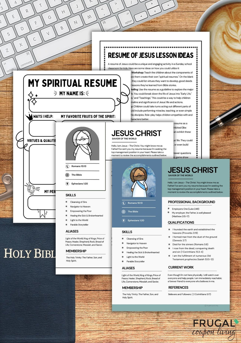 Resume of Jesus Christ & Spiritual Resume for Kids Activity Set ...