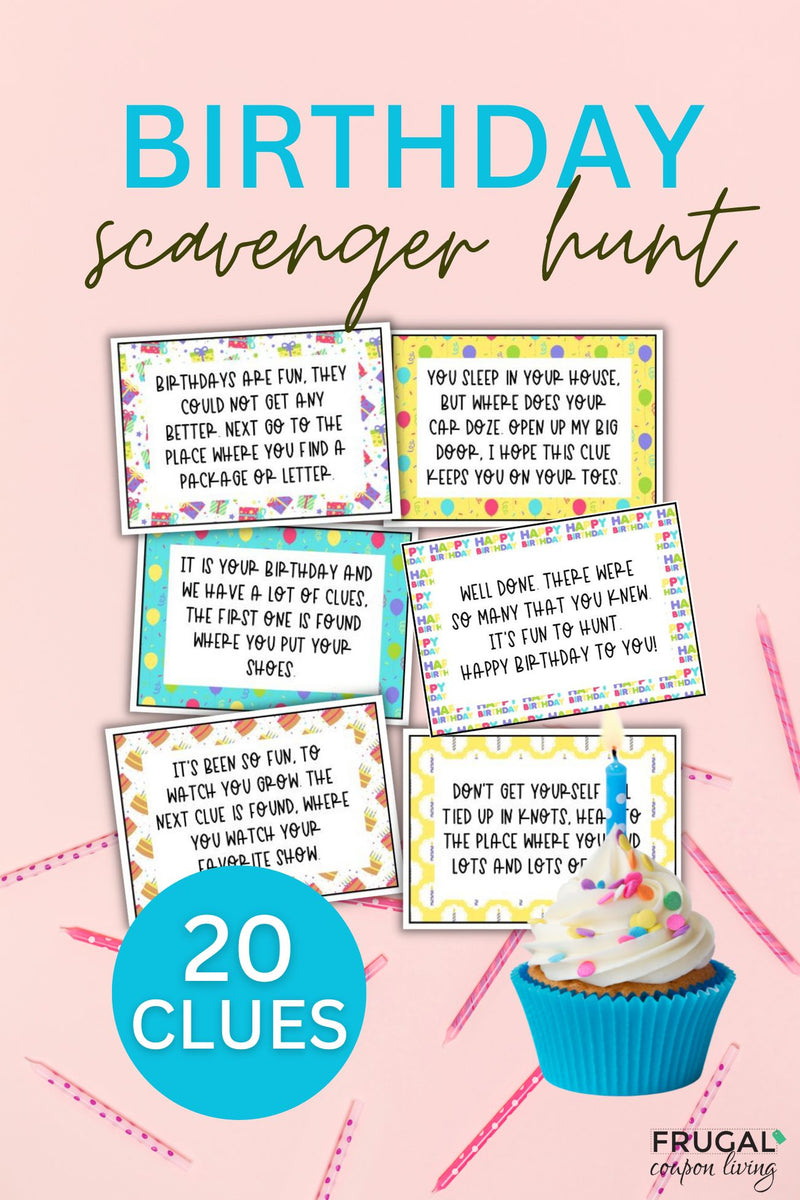 Epic Birthday Scavenger Hunt for Kids - Printable Clue Cards for Home ...