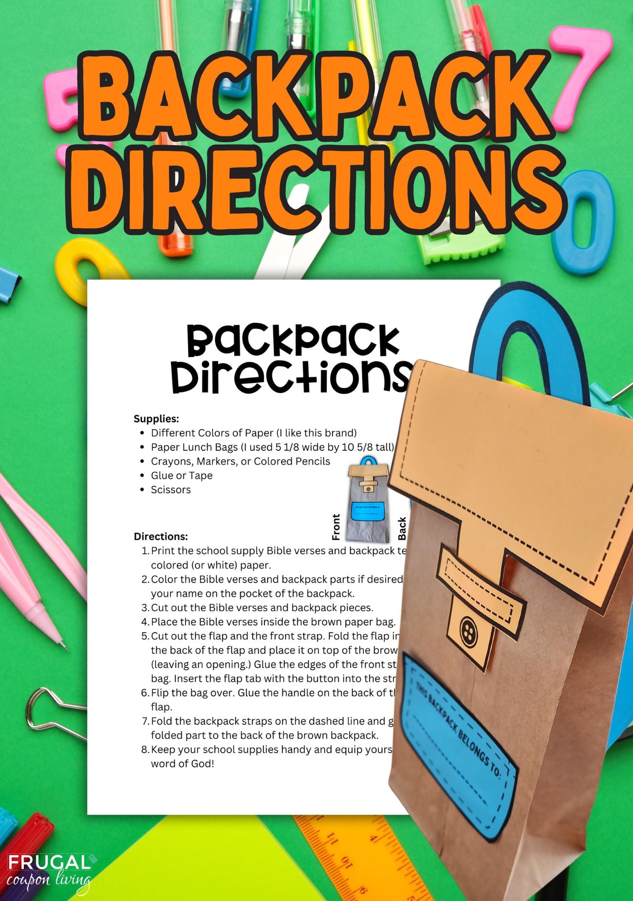back to school with god sermon for kids backpack things Christian Brown Bag Backpack Craft with Bible Verses & Blessing Tag – Frugal Coupon Living