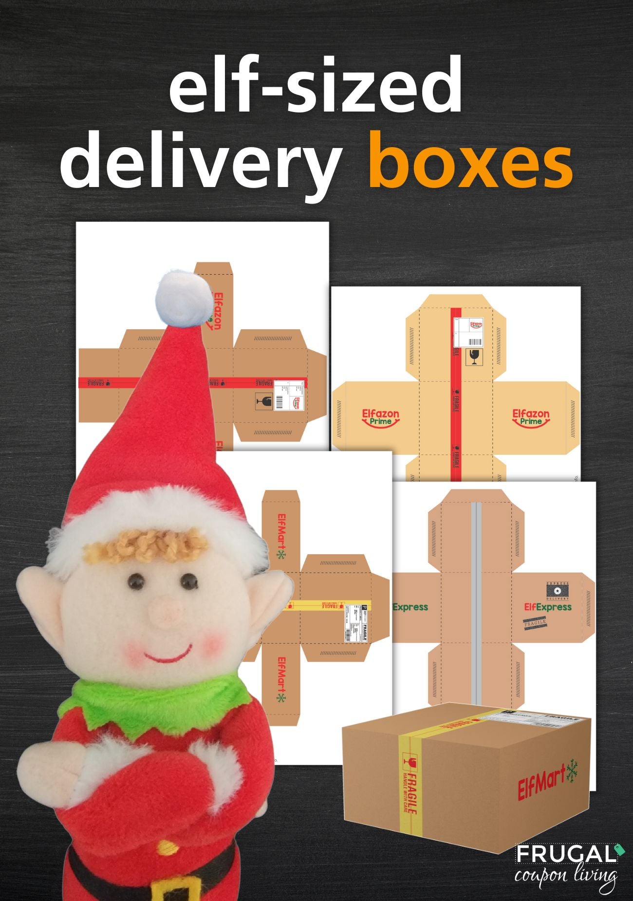 Elf Cardboard Box Christmas Elf Miniature Shipping Boxes - Print, Fold, & Create – Frugal ...