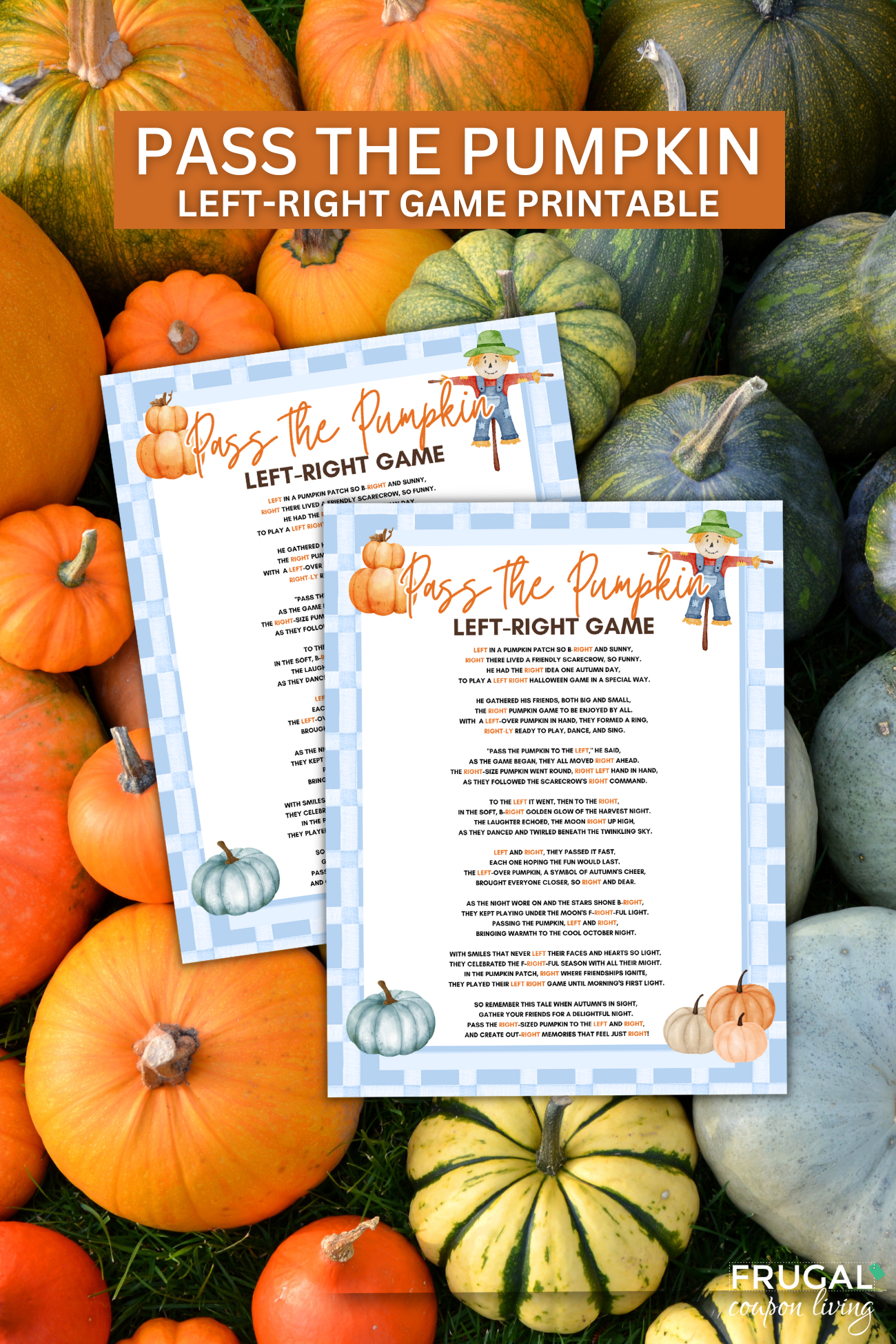 Fall Pass the Pumpkin Game Printable - Fun Fall Activity for Kids – Frugal Coupon Living for Halloween Left Right Game Free Printable Pdf