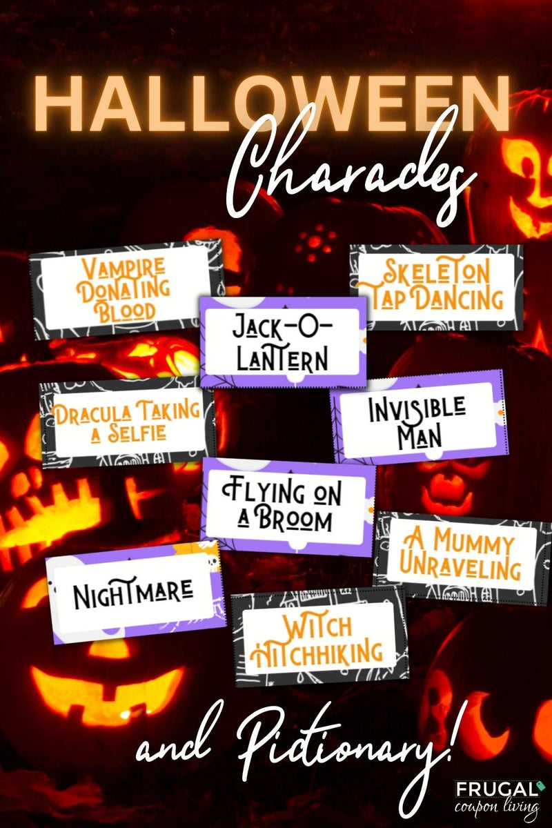 144 Halloween Charades Printable Words - Easy & Hard Set – Frugal ...