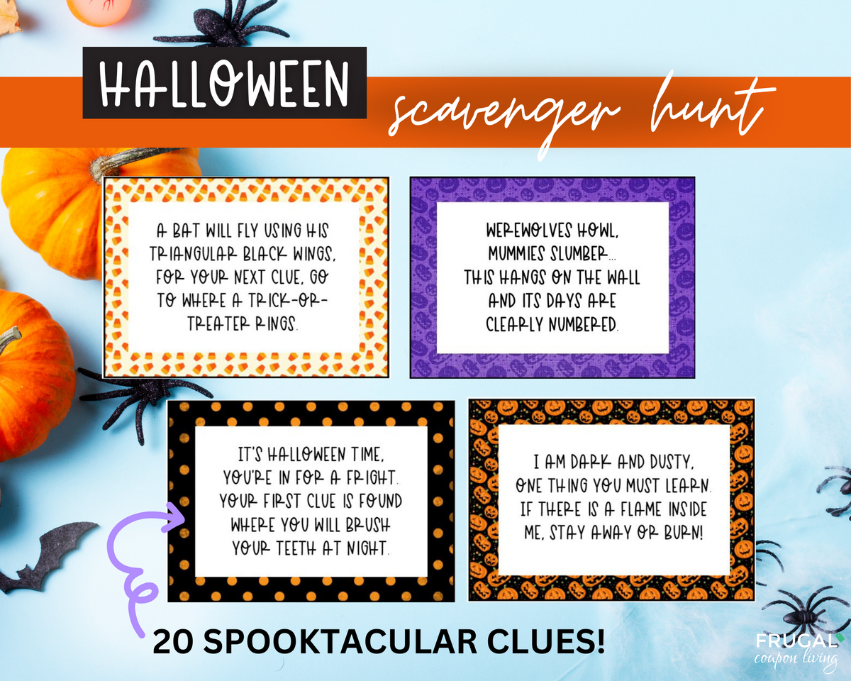 Spooktacular Halloween Scavenger Hunt Clue Card Riddles Printable ...