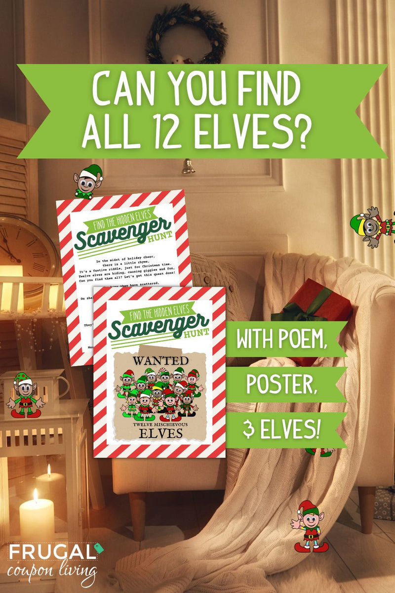 Hidden Elves Treasure Hunt Printable Find 12 Elves in Your Home