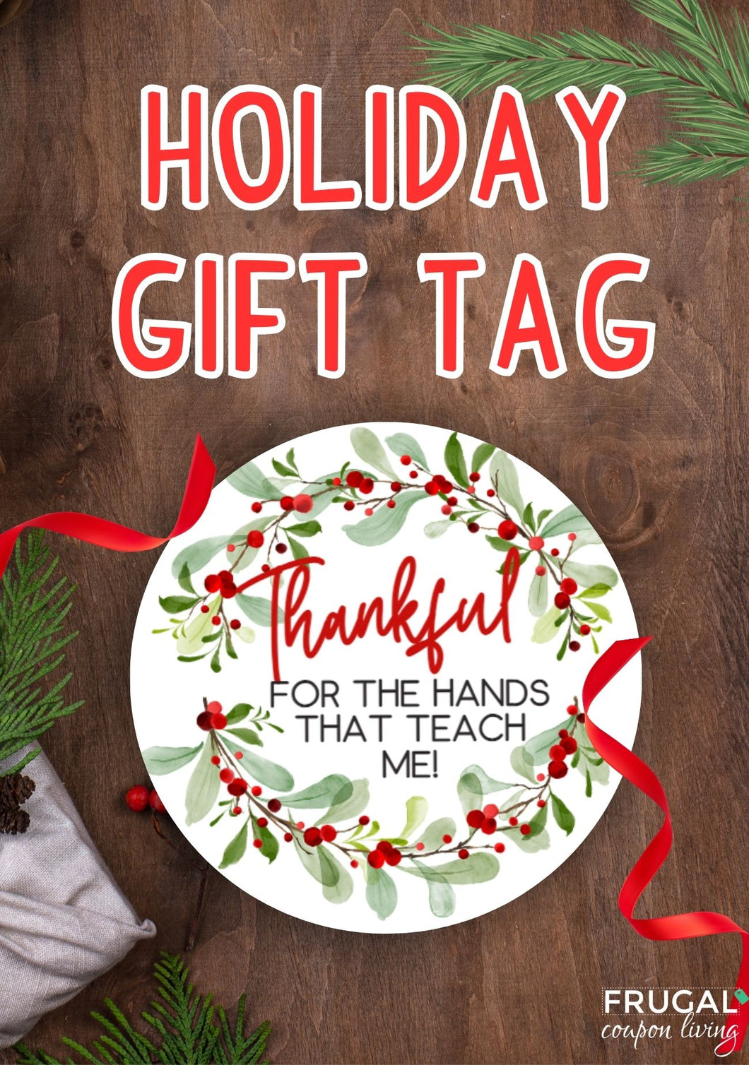 Thankful Hands Holiday Teacher Gift Tag