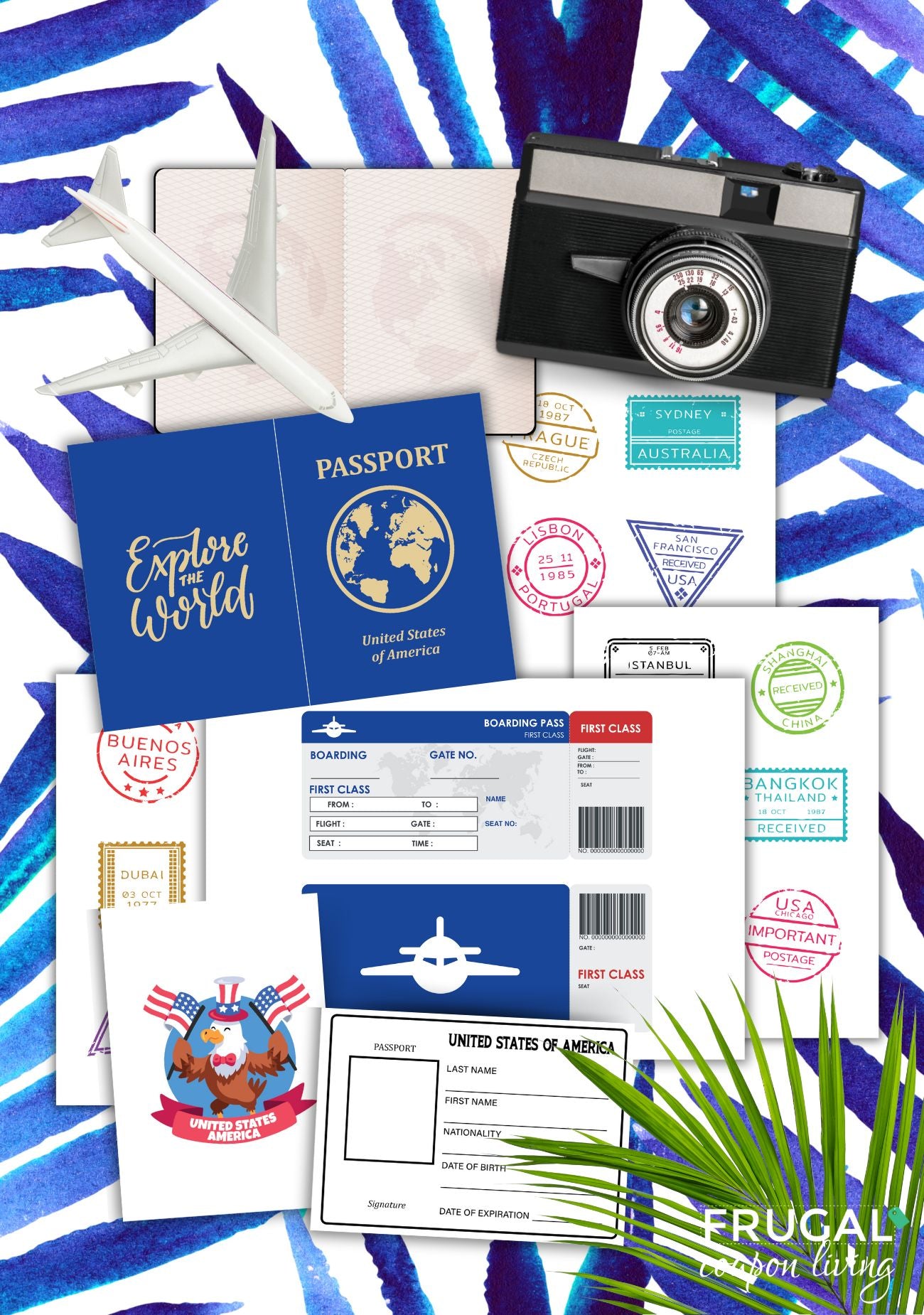 US Passport Printable Template For Kids Stamps Boarding Pass Us passport printable template for kids stamps boarding pass