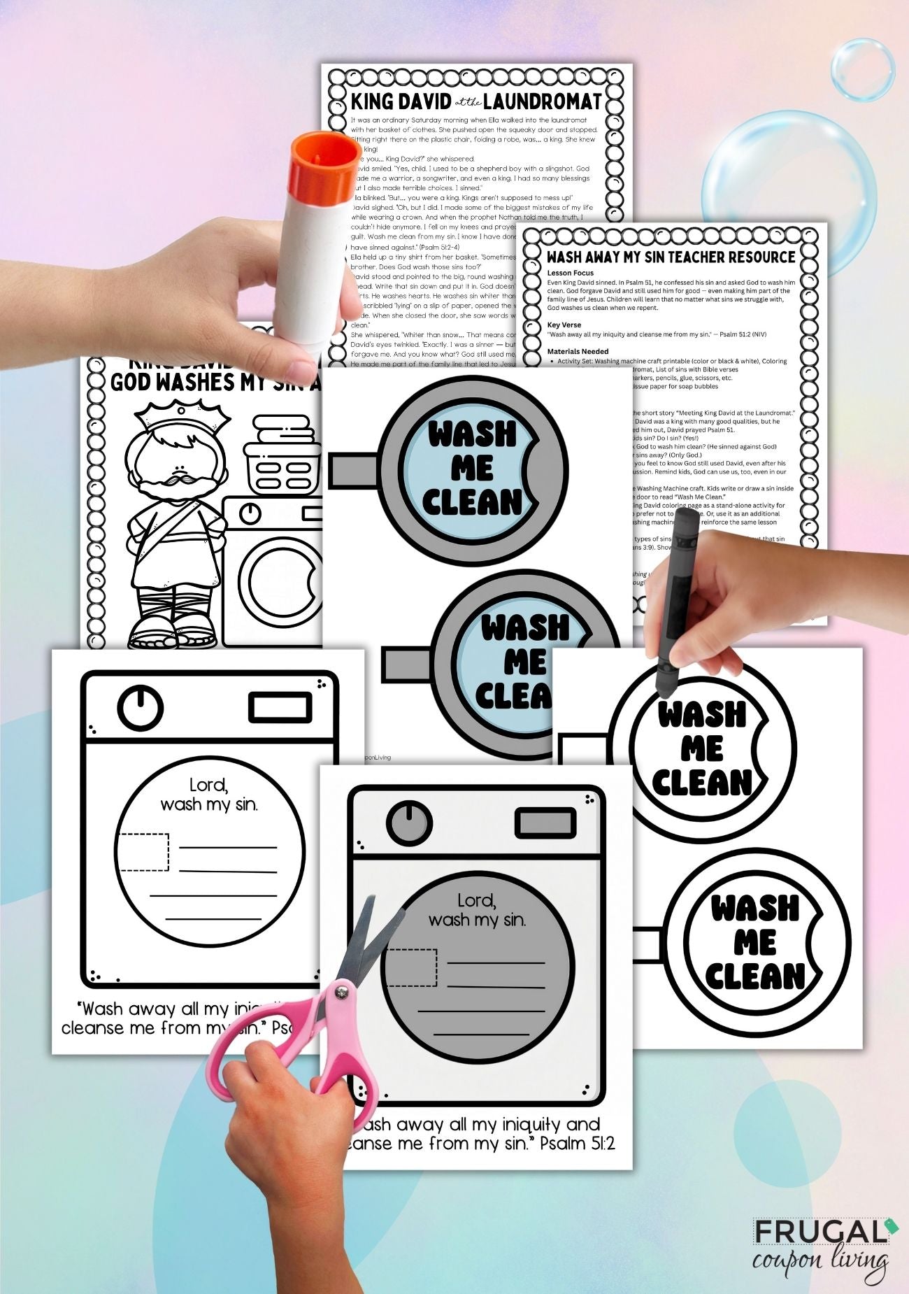 printable king david washing machine craft – psalm 51 bible