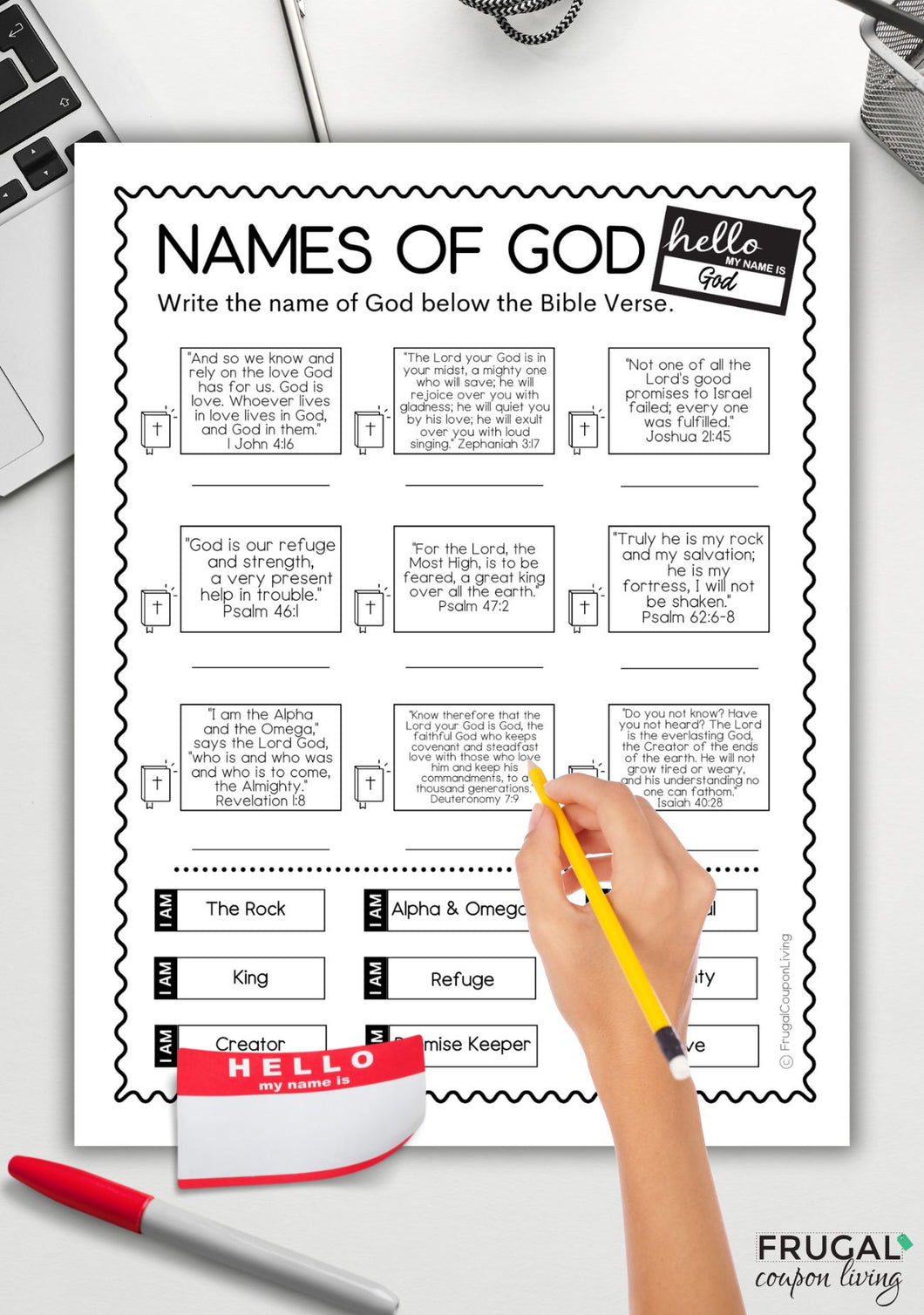 Names of God Worksheet