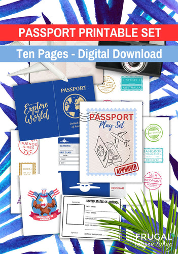 US Passport Printable Set for Kids