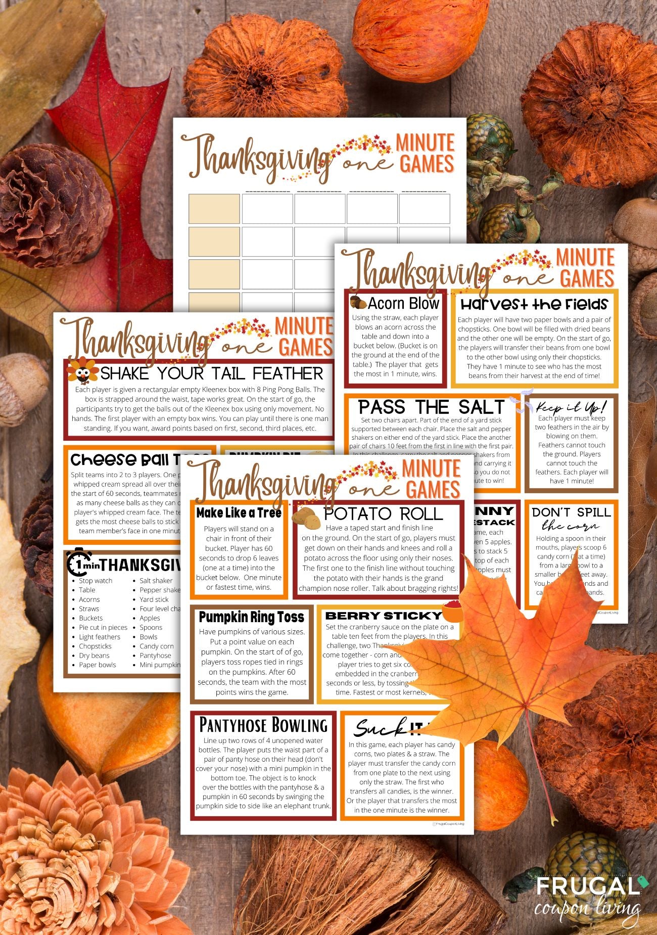 Thanksgiving One Minute Games Printable for Group, Kids & Adults – Frugal Coupon Living for Free Thanksgiving Printables For Adults