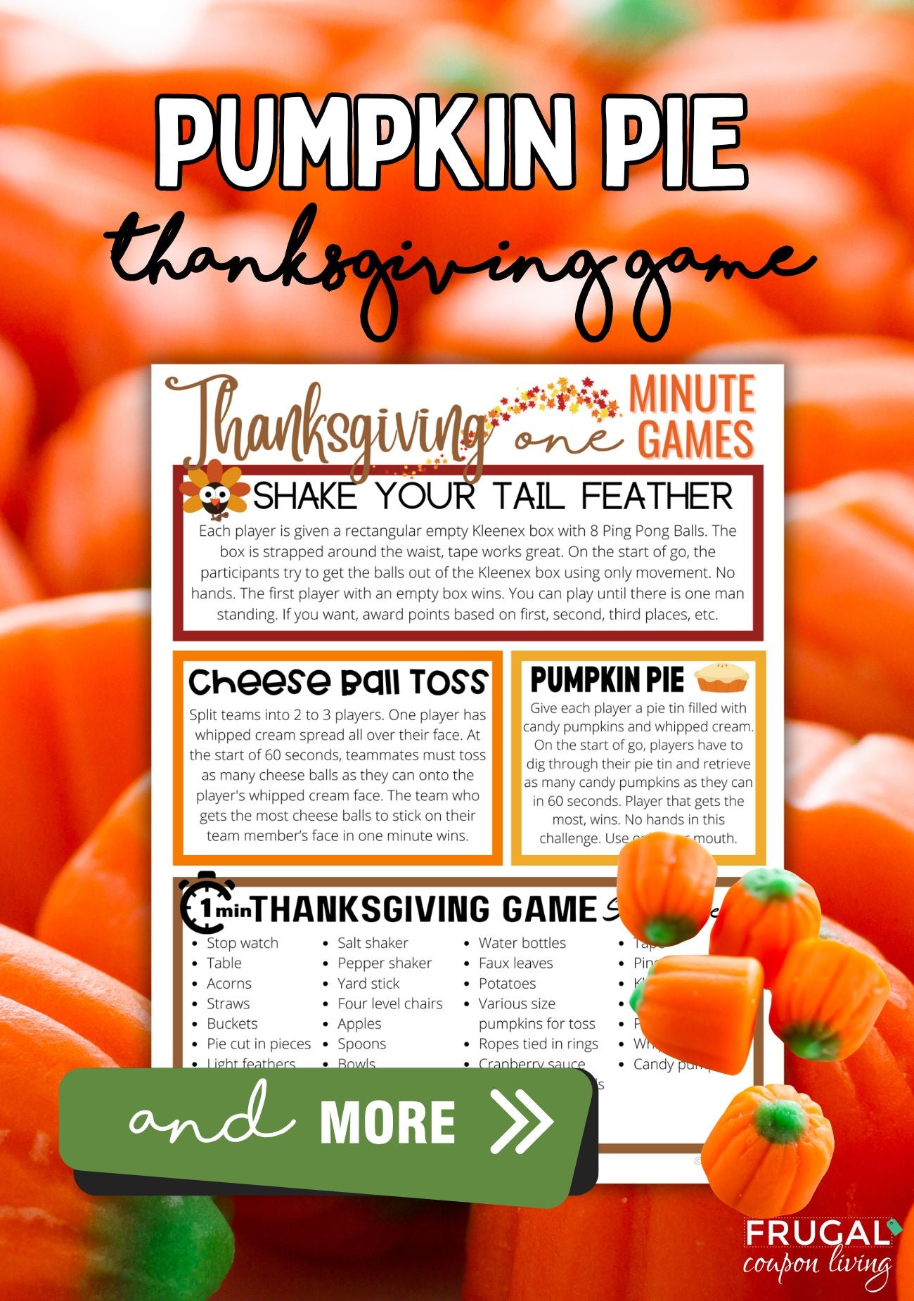 thanksgiving one minute games printable for group, kids & adults