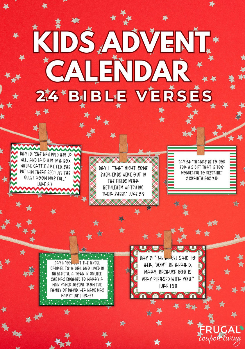 Advent Calendar Bible Verses for Kids - 24 Christmas Scripture Cards ...