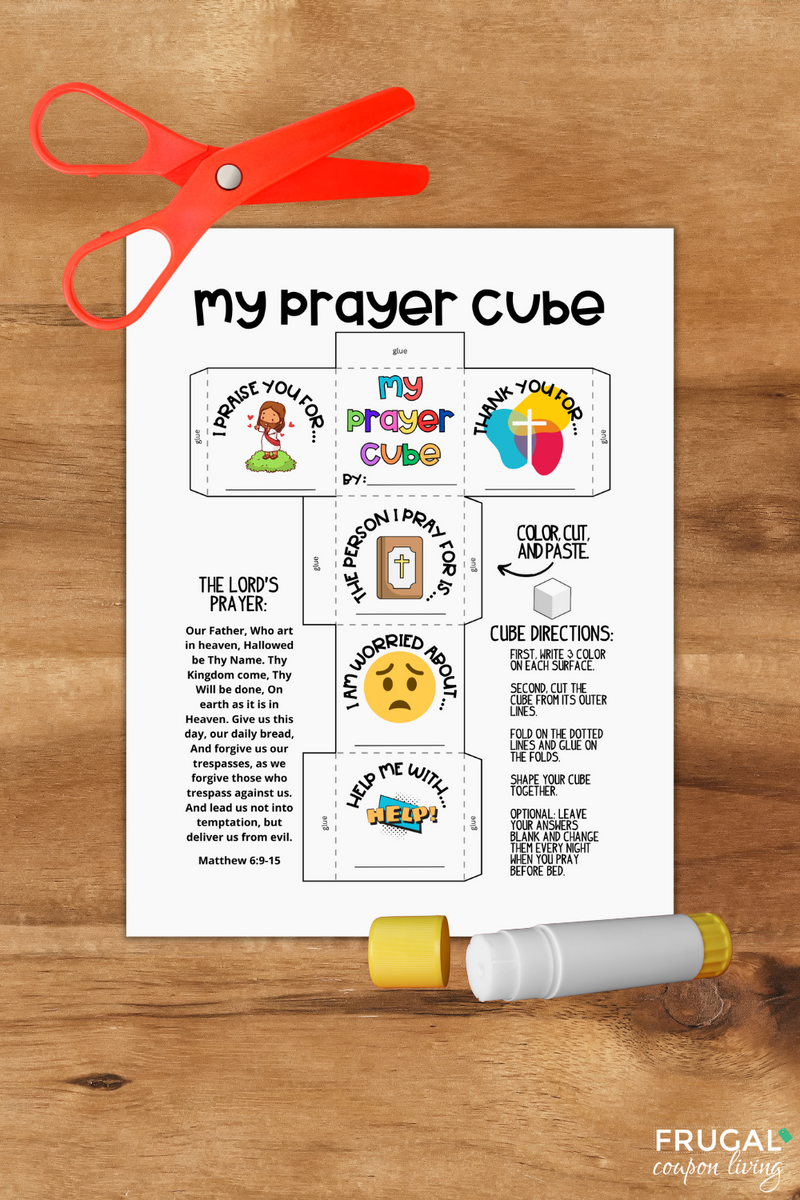 Kids' Sunday School Prayer Cube Printable Activity Worksheet – Frugal ...