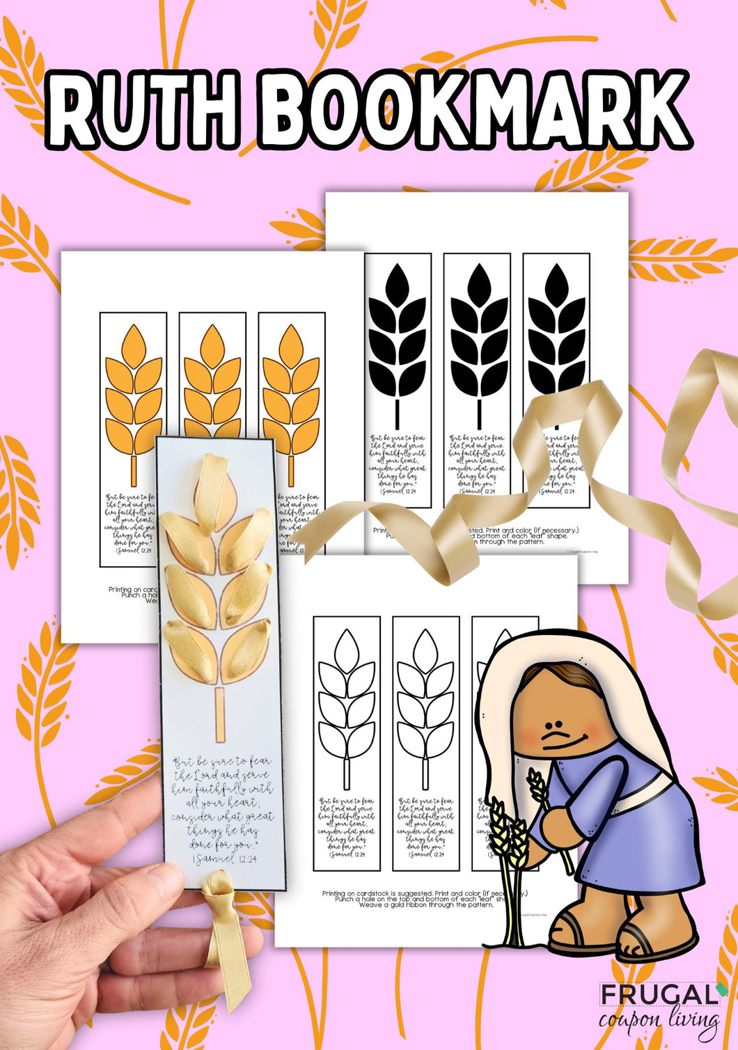 Ruth Coloring Bookmark with Ribbon