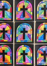 Load image into Gallery viewer, Stained Glass Cross Art
