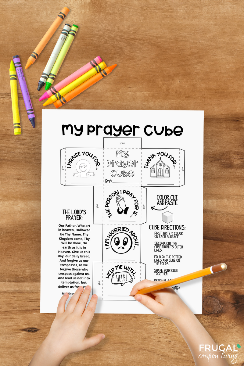 Kids' Sunday School Prayer Cube Printable Activity Worksheet – Frugal ...