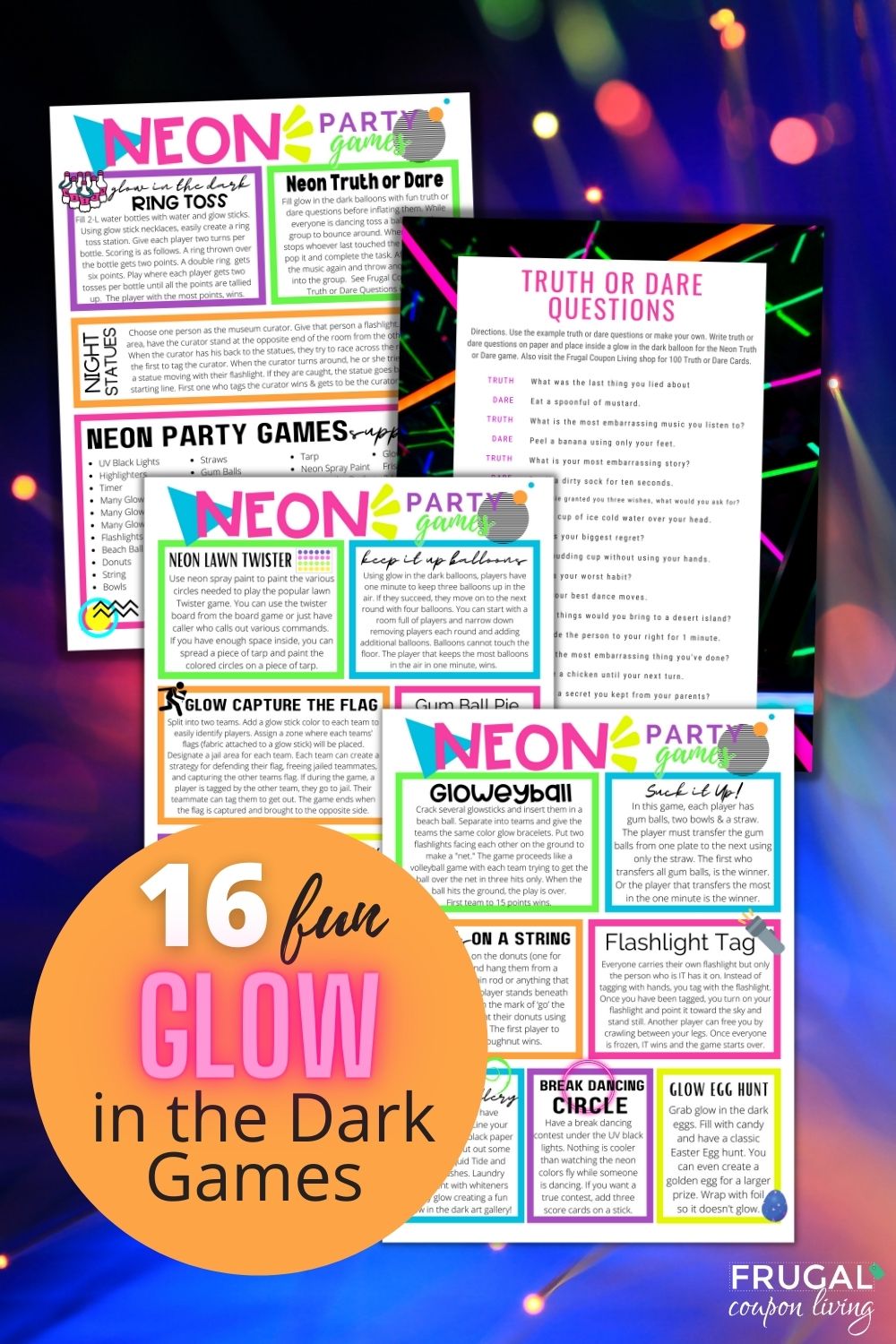 Really Fun Glow in the Dark Party Games Printable PDF – Frugal Coupon Living for Free Printable Glow In The Dark Birthday Party Invitations