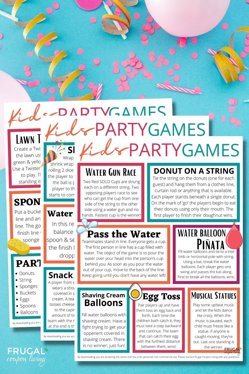 Kids Party Games Directions & Supplies Printable PDF – Frugal Coupon Living for Free Birthday Party Printable Games