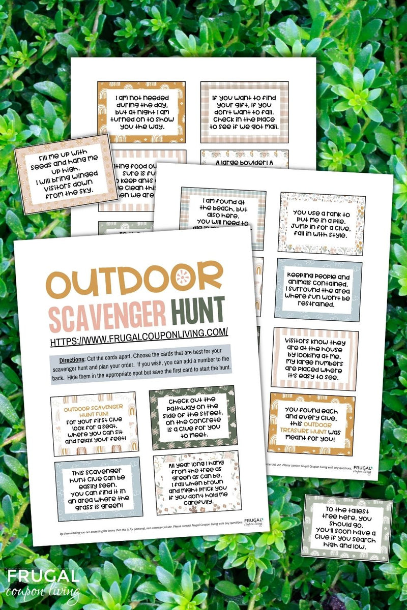 Outdoor Scavenger Hunt Printable Clues – Frugal Coupon Living