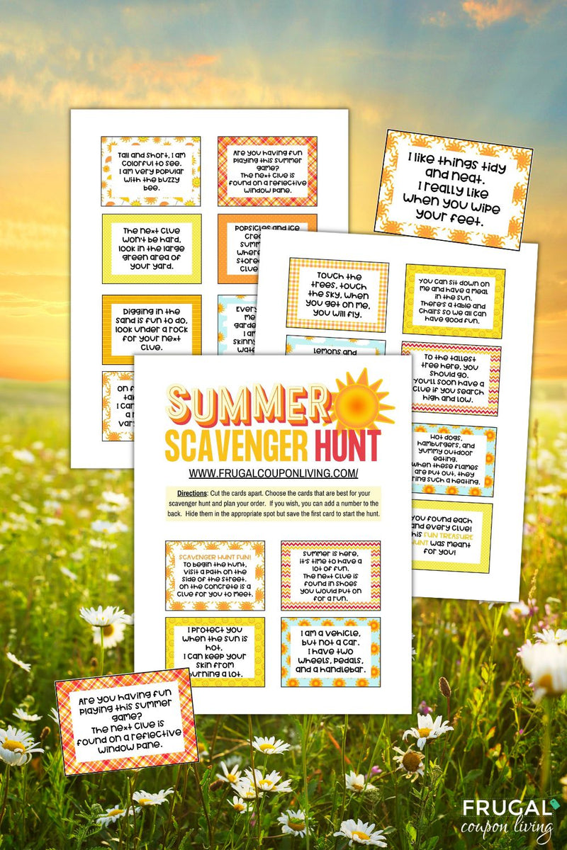20 Summer Scavenger Hunt Clues - Print Today! – Frugal Coupon Living