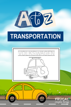 Load image into Gallery viewer, A to Z Handprint Transportation Worksheets