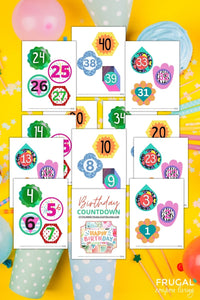 Birthday Countdown Gift Tags 1-40