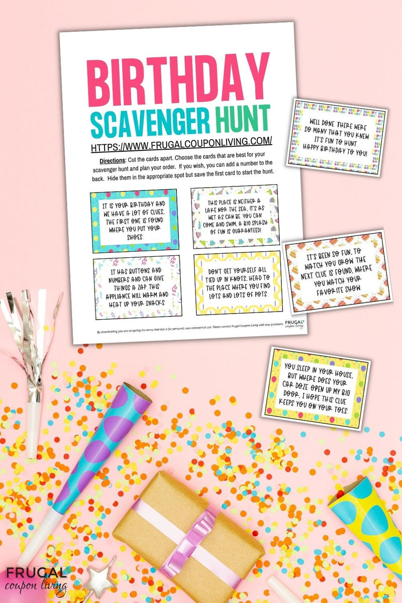 Epic Birthday Scavenger Hunt for Kids - Printable Clue Cards for Home ...