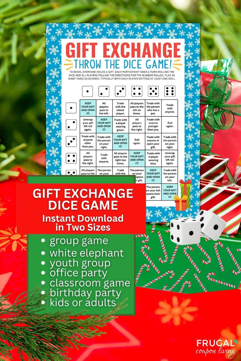 Christmas Gift Exchange Game with Two Dice All Occasions! Frugal