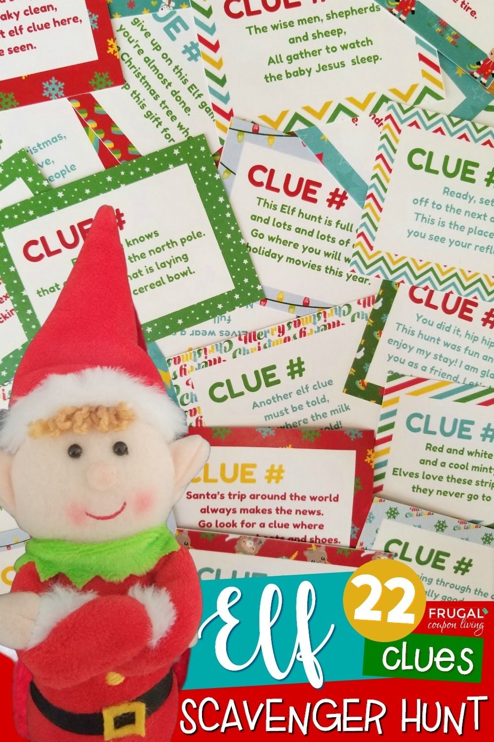 Elf Christmas Scavenger Hunt - 22 Clues (with or without an Elf)