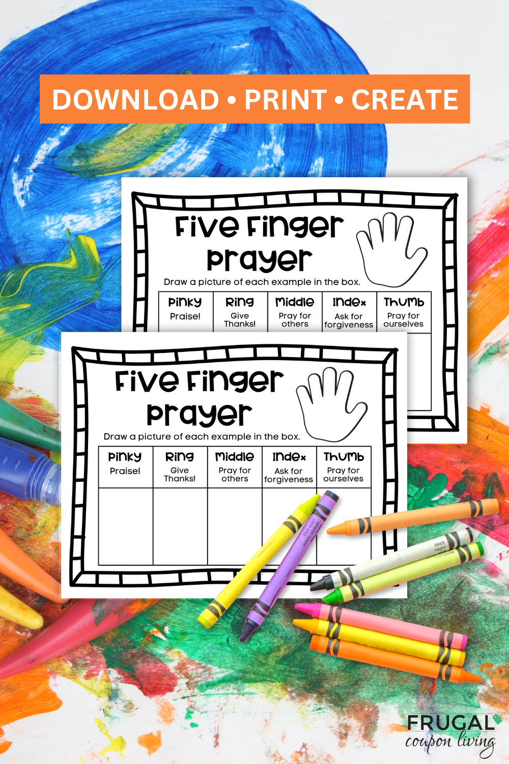 Sunday School Coloring Page 5 Finger Prayer Printable for Kids Frugal