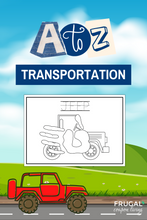 Load image into Gallery viewer, A to Z Handprint Transportation Worksheets