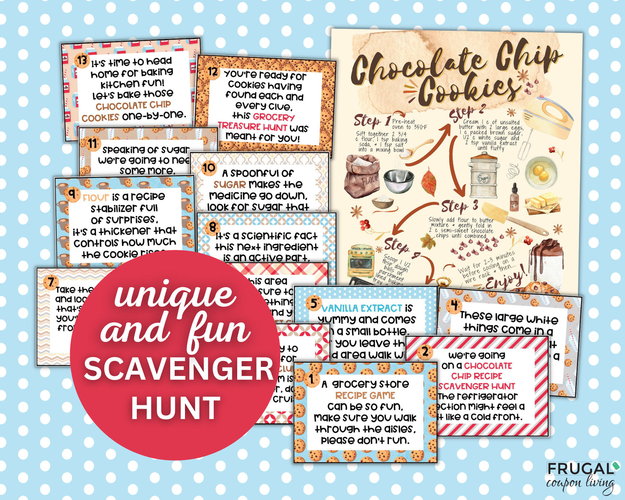Grocery Store Treasure Hunt Clue Cards + Chocolate Chip Cookie Recipe –  Frugal Coupon Living