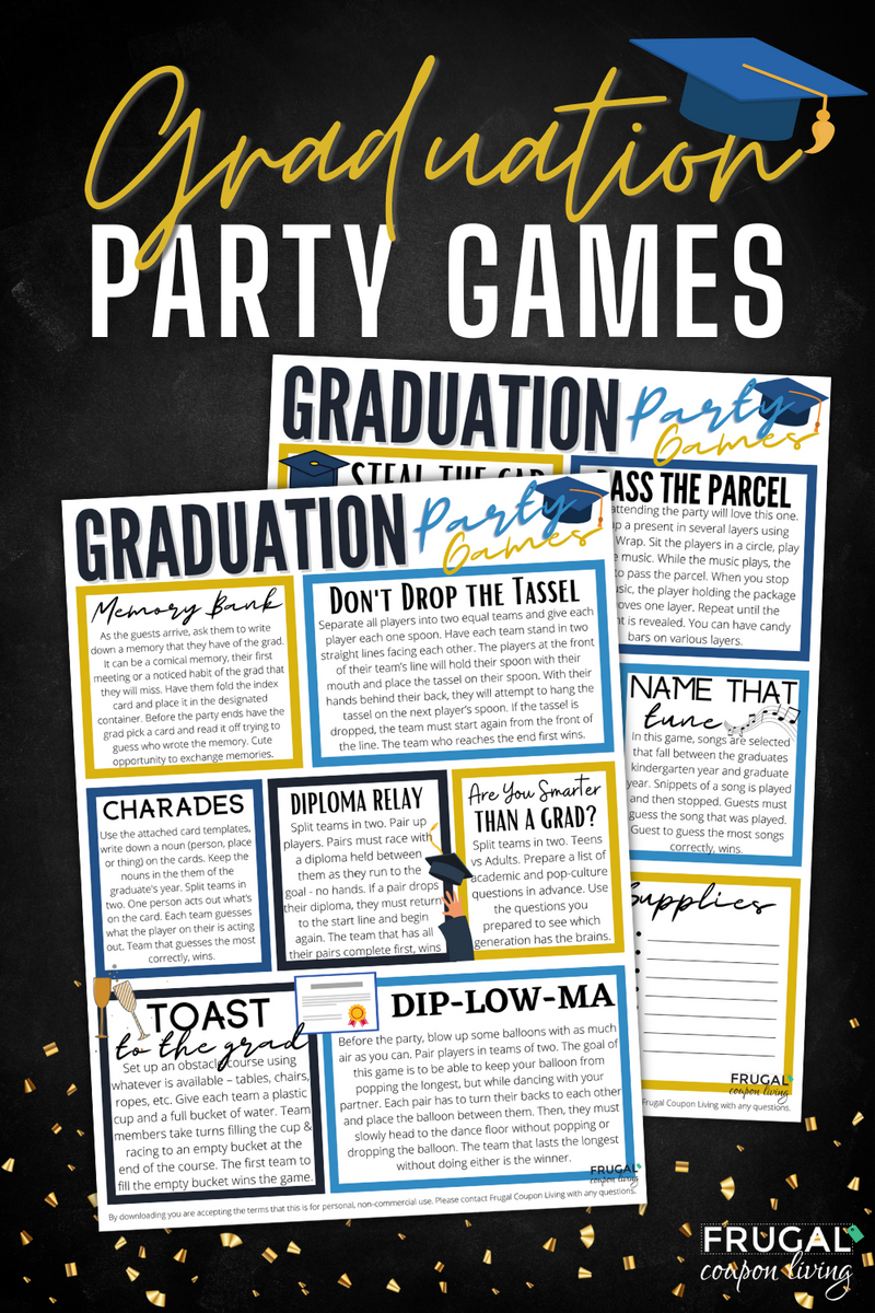 Graduation Party Games - Directions and Supply List Printable – Frugal ...