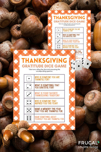 Thanksgiving Gratitude Dice Game